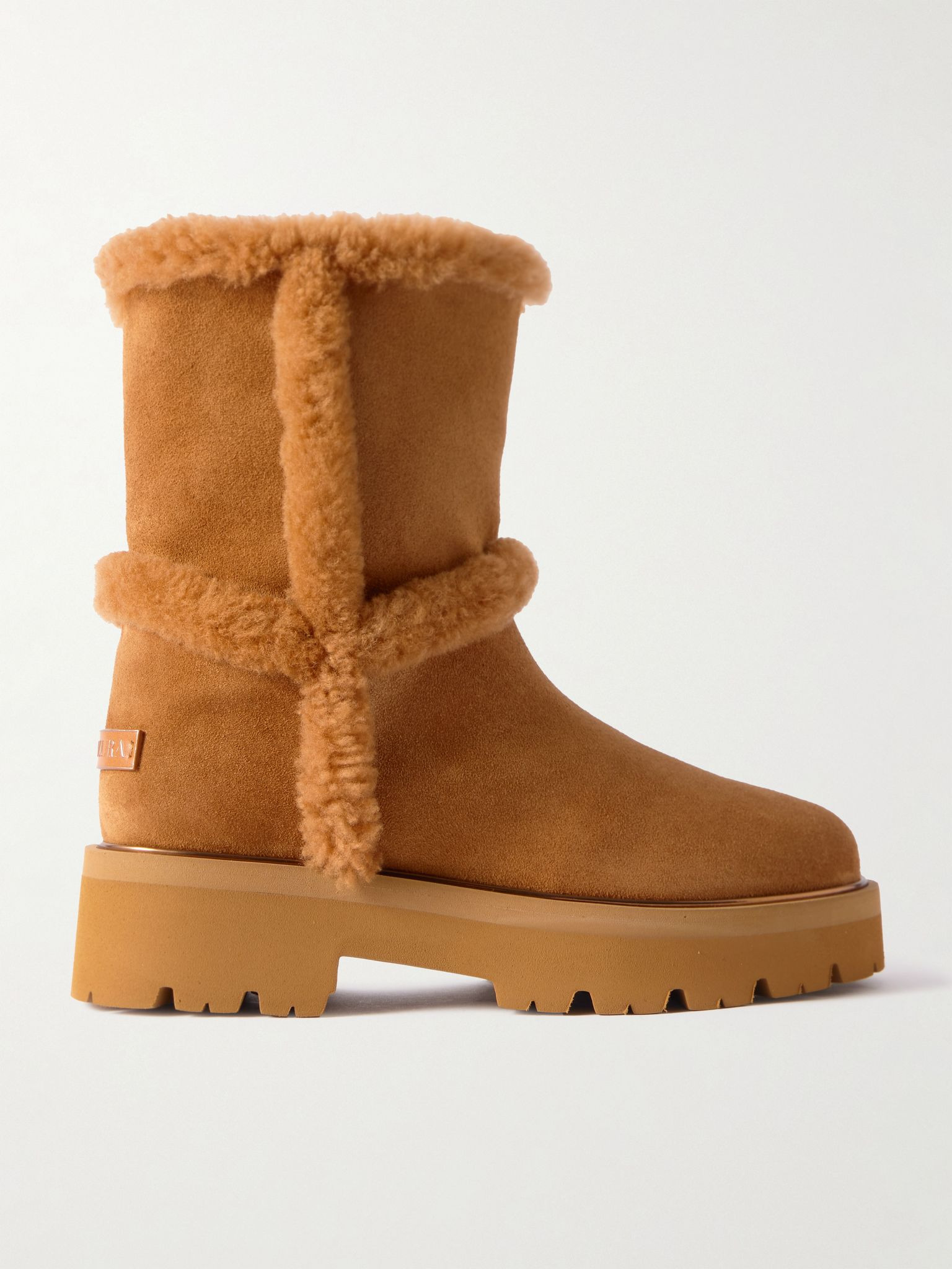 Teddi shearling-trimmed suede ankle boots Tan - 1