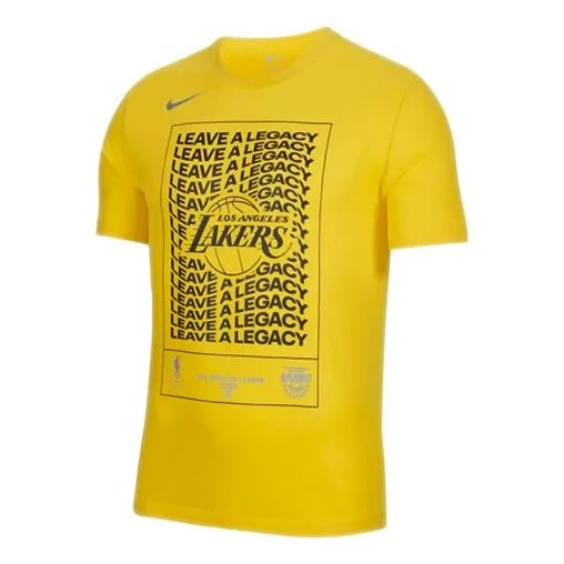 Nike Dri-FIT NBA Los Angeles Lakers Sports Round Neck Printing Short Sleeve Amarillo Yellow DH0637-7 - 1
