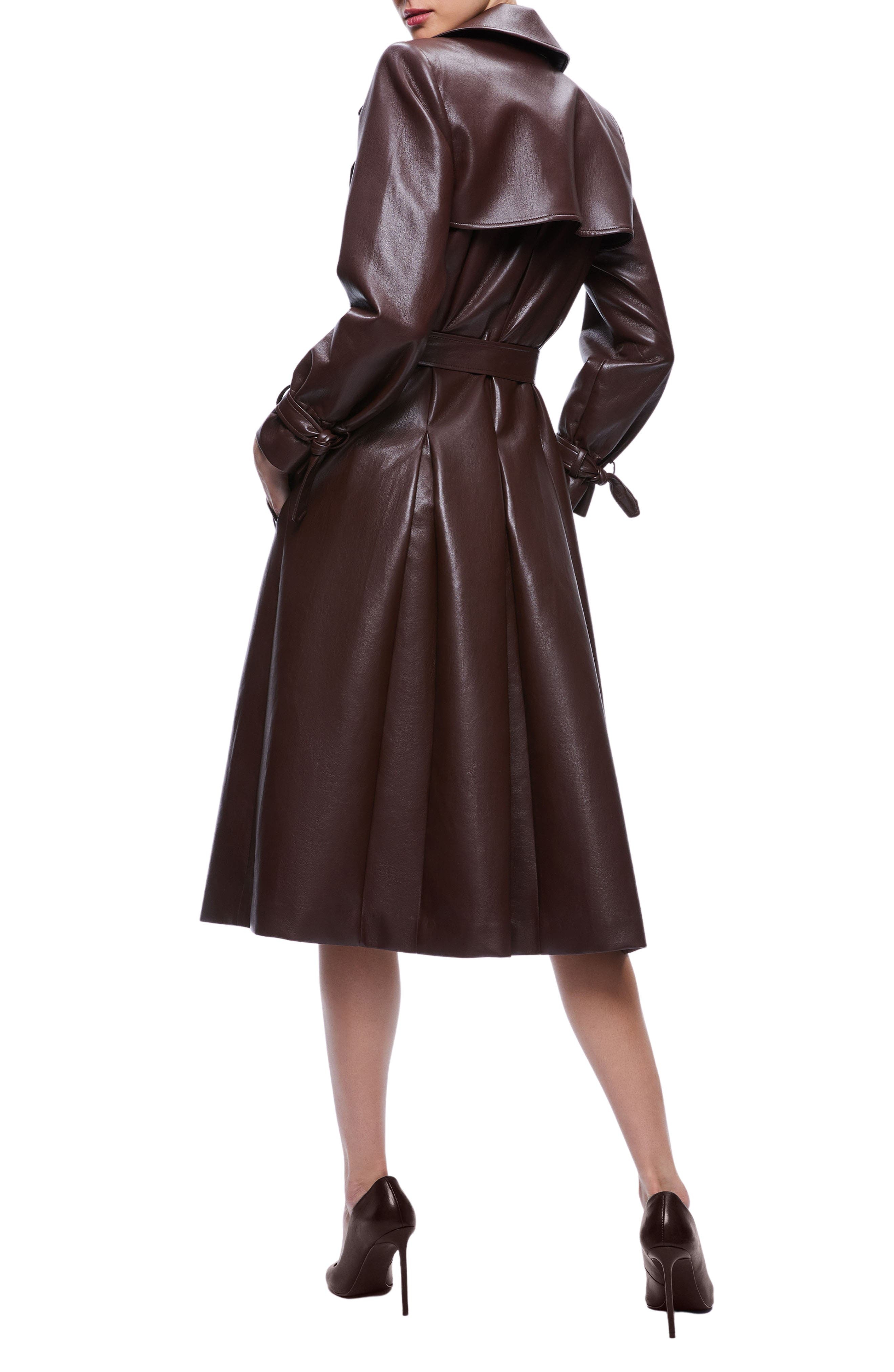 Alice + Olivia Elicia Faux Leather Trench Coat in Toffee at Nordstrom, Size Medium - 2