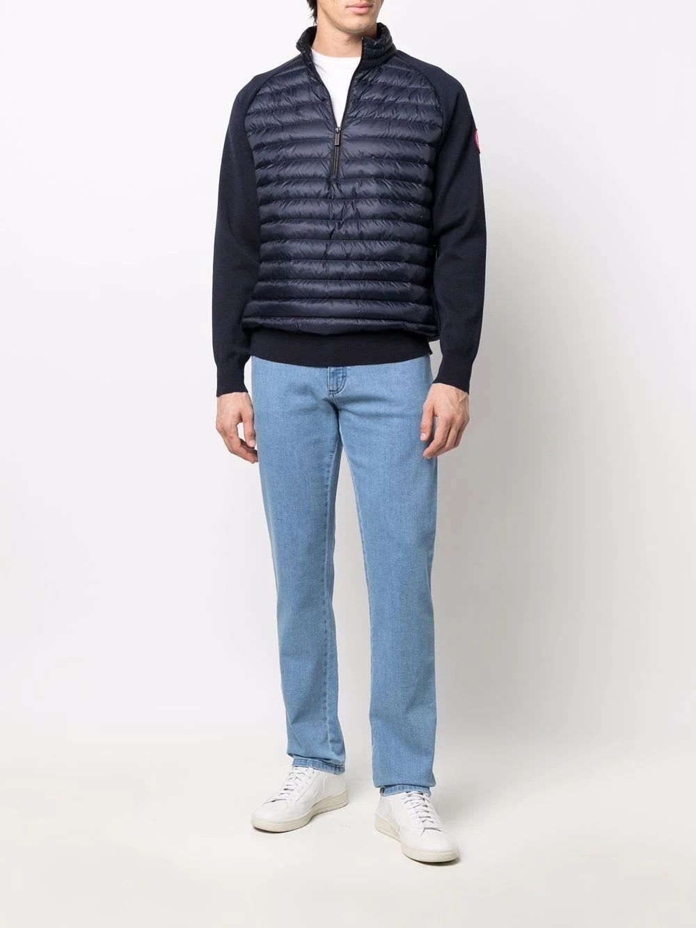 quilted panel half-zip jumper - 2