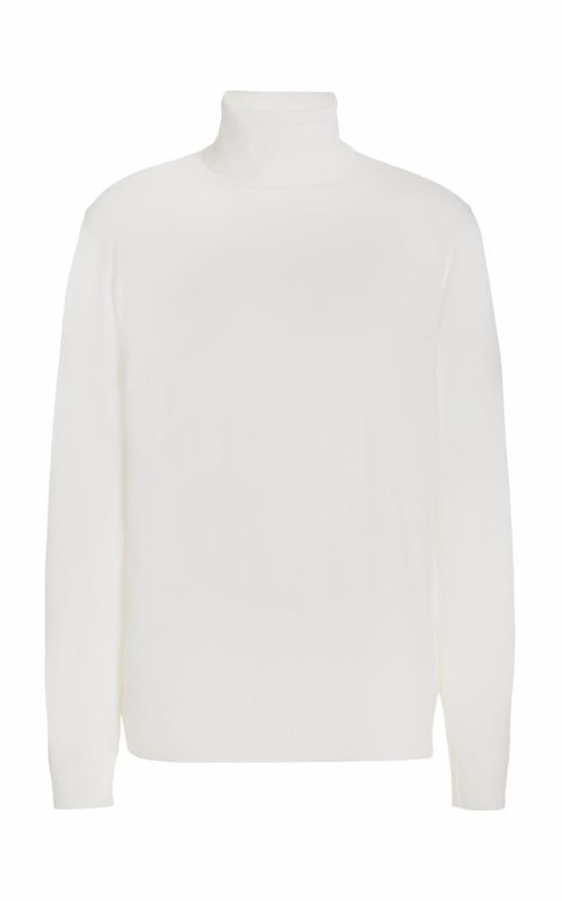 Jermaine Knit Turtleneck in Ivory Merino Wool - 1