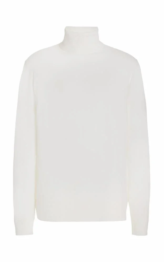 Jermaine Knit Turtleneck in Ivory Merino Wool - 1