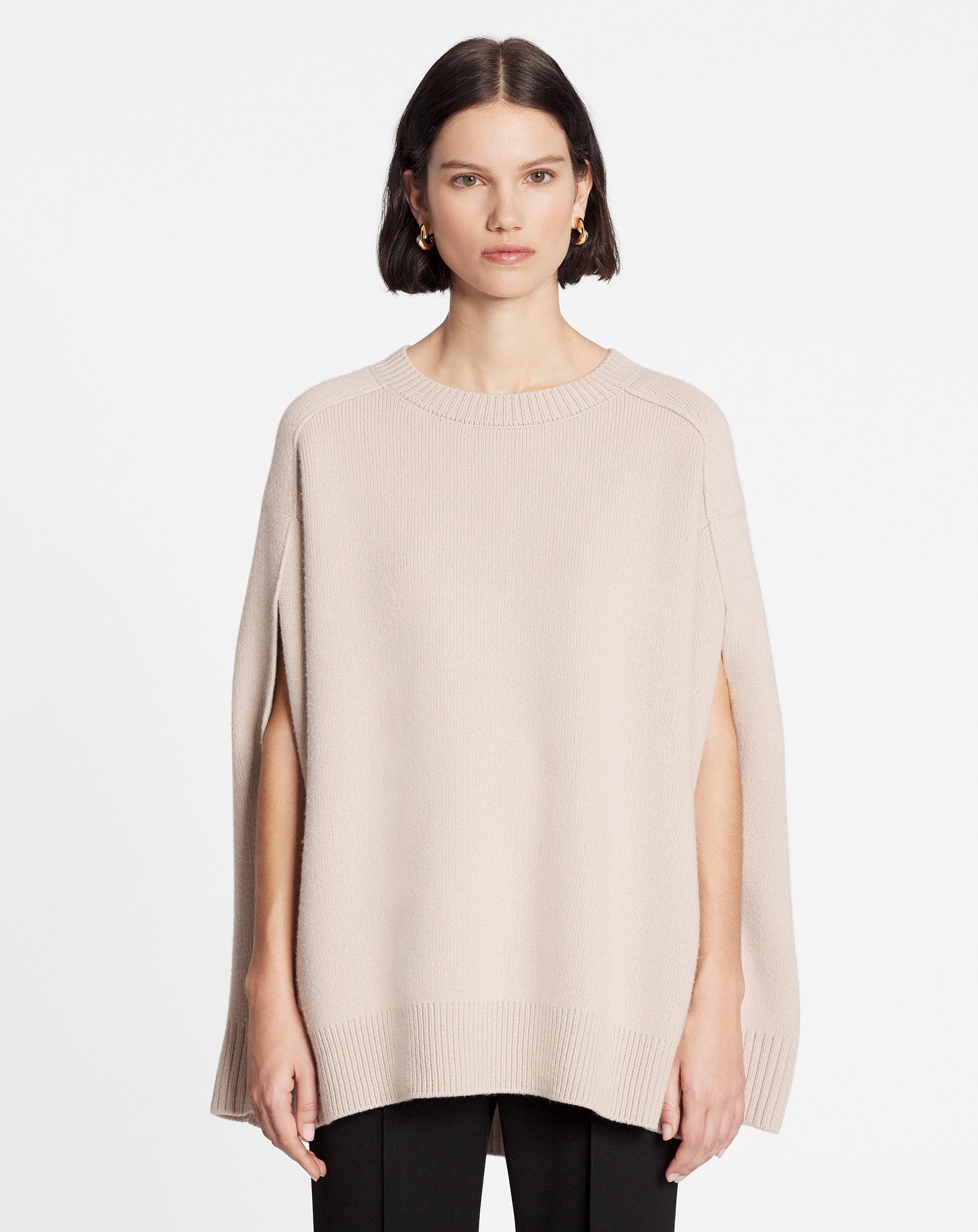 WOOL AND CASHMERE ROUND-NECK CAPE SWEATER - 3