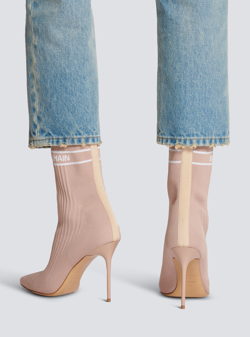 Balmain Skye knit ankle boots outlook