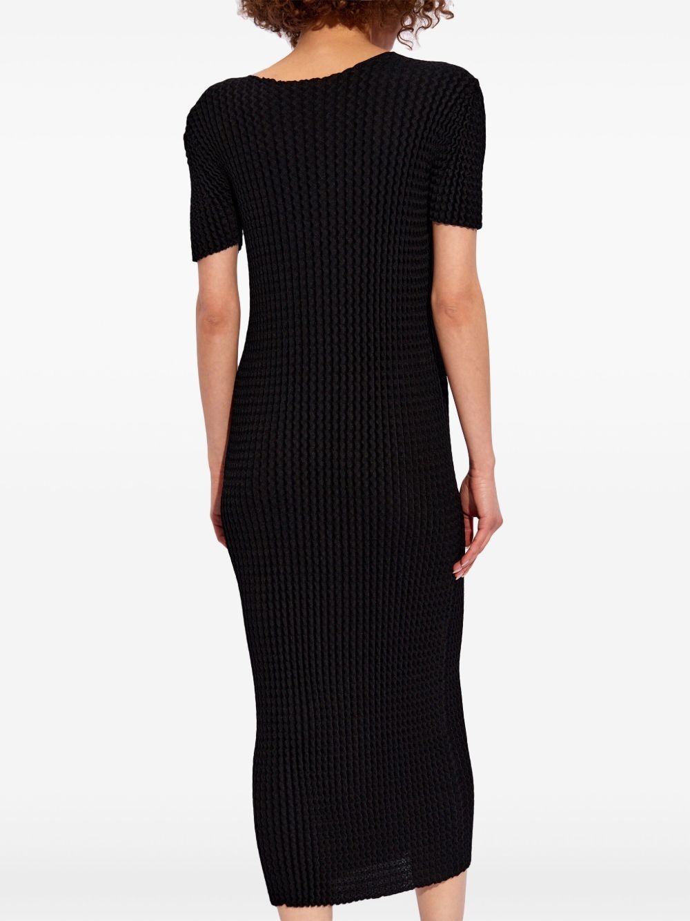 seersucker short-sleeve midi dress - 4