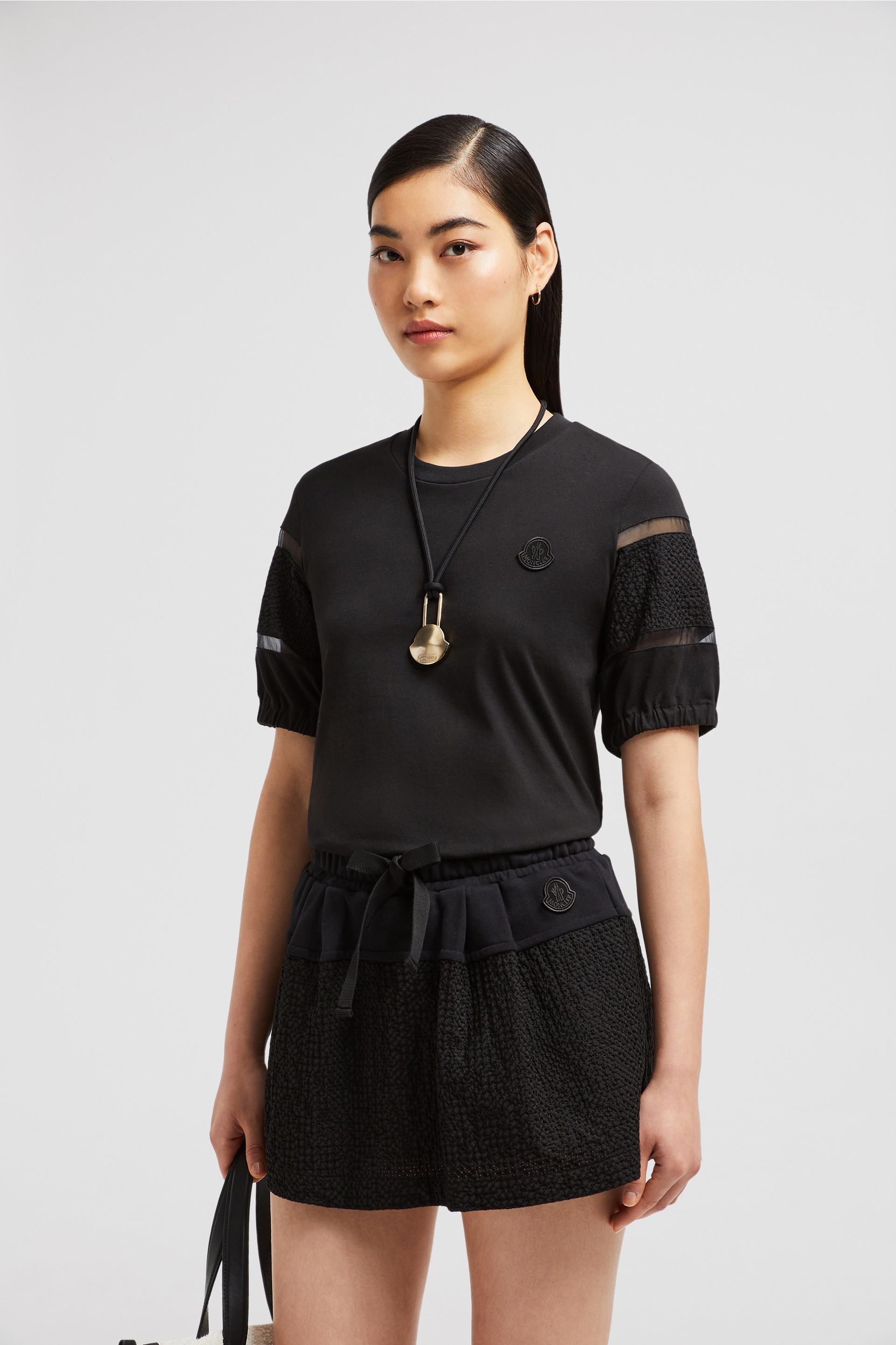Silk Trim Cotton T-Shirt - 2