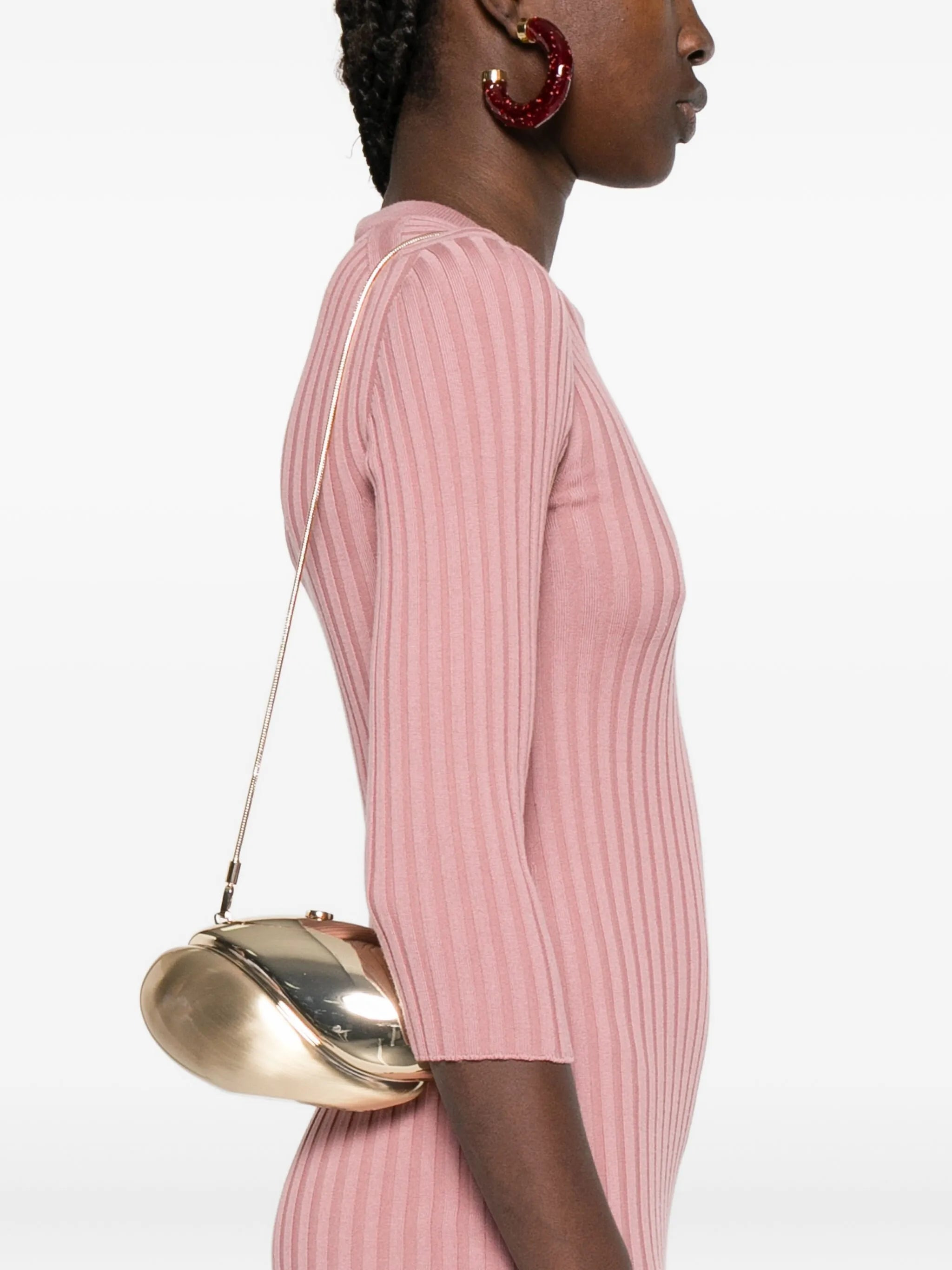 Ameera metallic-effect oval clutch - 2