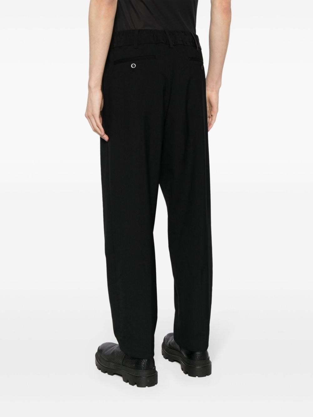 drawstring-fastening tapered trousers - 3