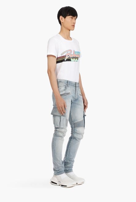 Tapered blue cotton jeans - 6