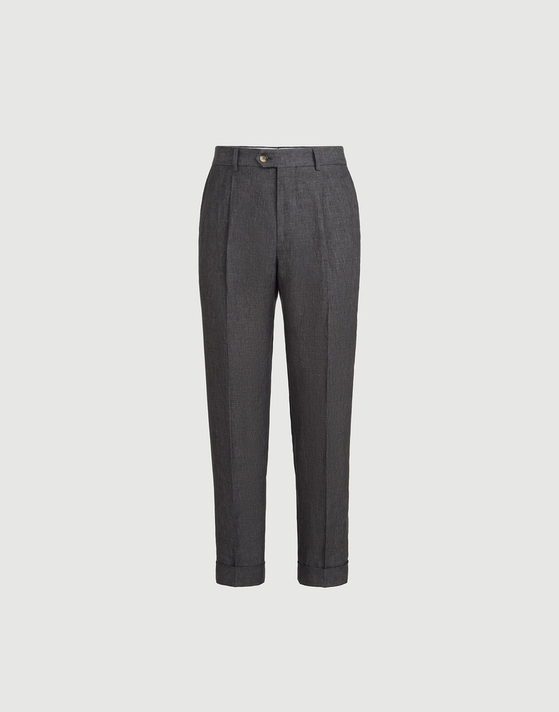 Délavé linen trousers with pleat 1