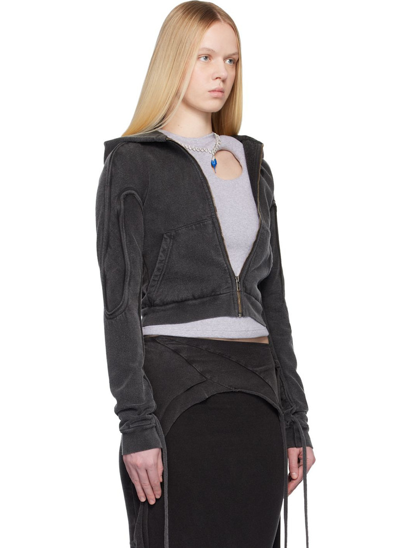 Black Fitted Zip Hoodie 2