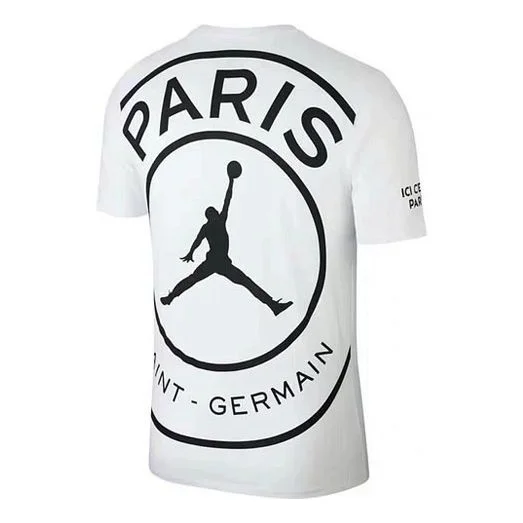 Air Jordan Paris Saint-Germain Printing logo Sports Round Neck Short Sleeve White BQ4274-100 - 1