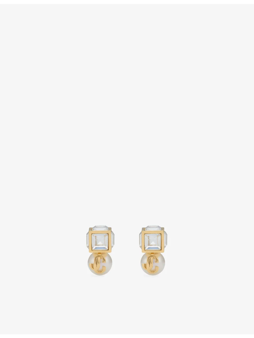 JC Pearl Cube Brass Stud Earrings - 1