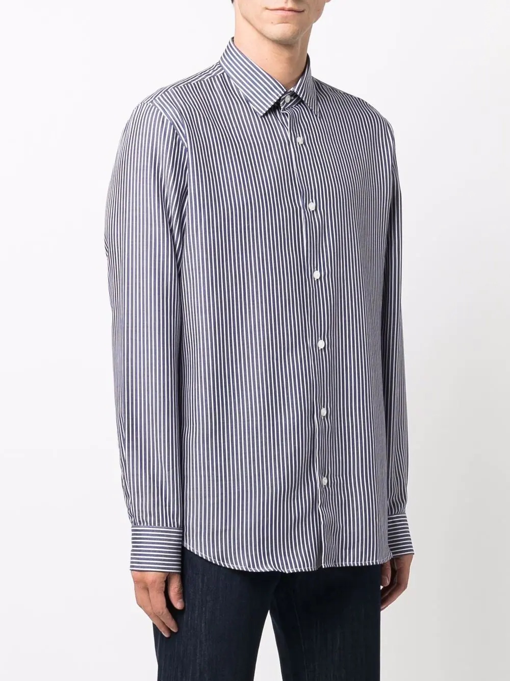 stripe-print button-up shirt - 3