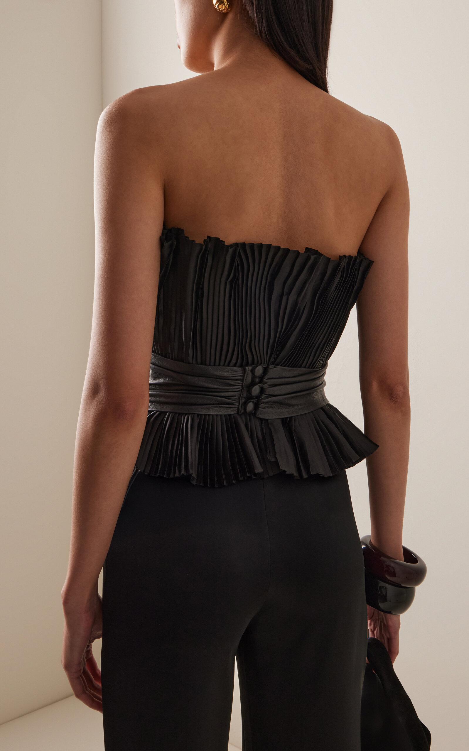 Senda Perenne Pleated Silk Top black - 4