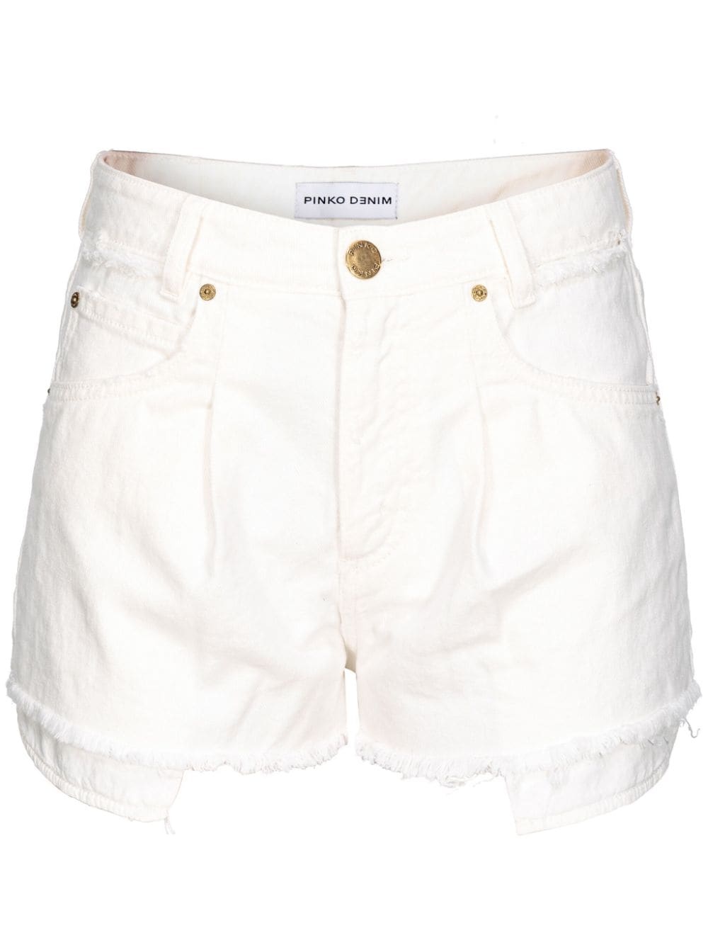 high-rise frayed-hem denim shorts - 1