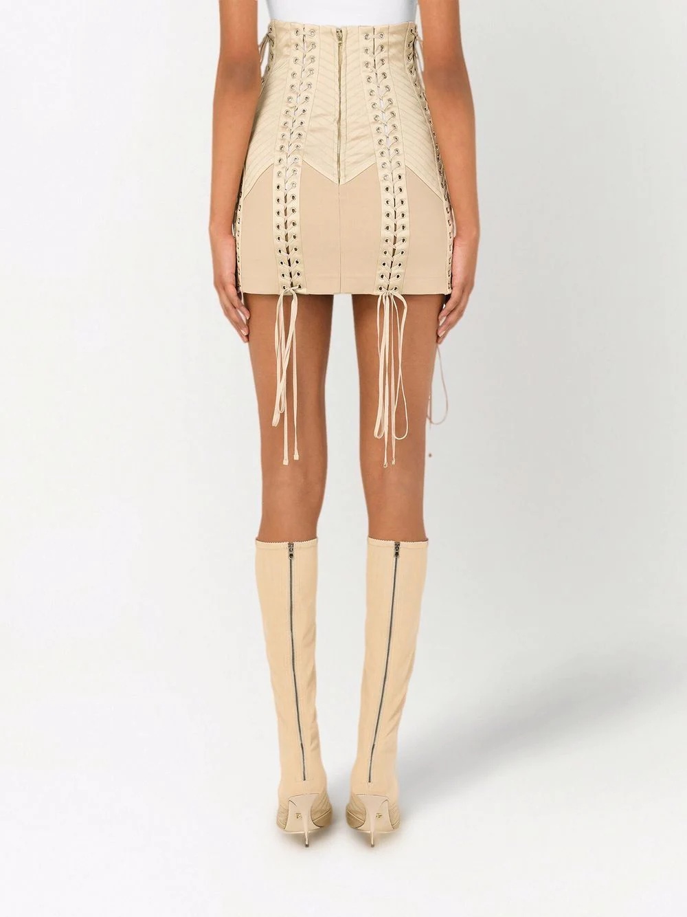 high-waisted lace-up skirt - 4