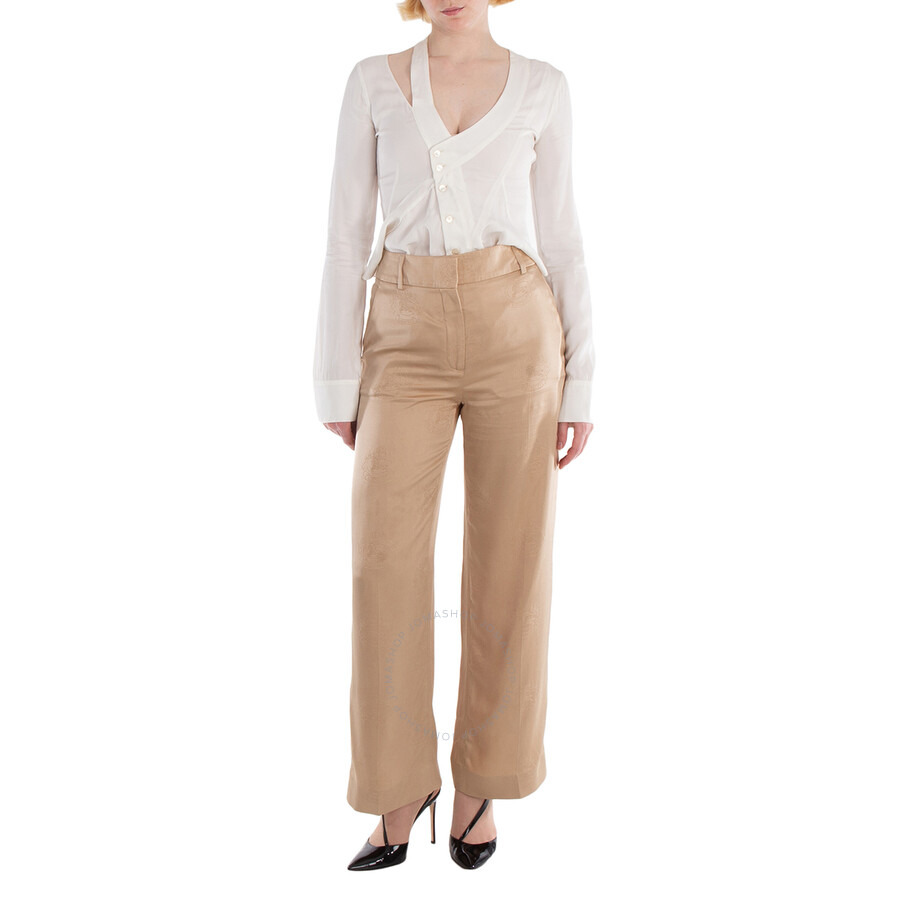 Burberry EKD Wide-Leg Silk Trousers - 6