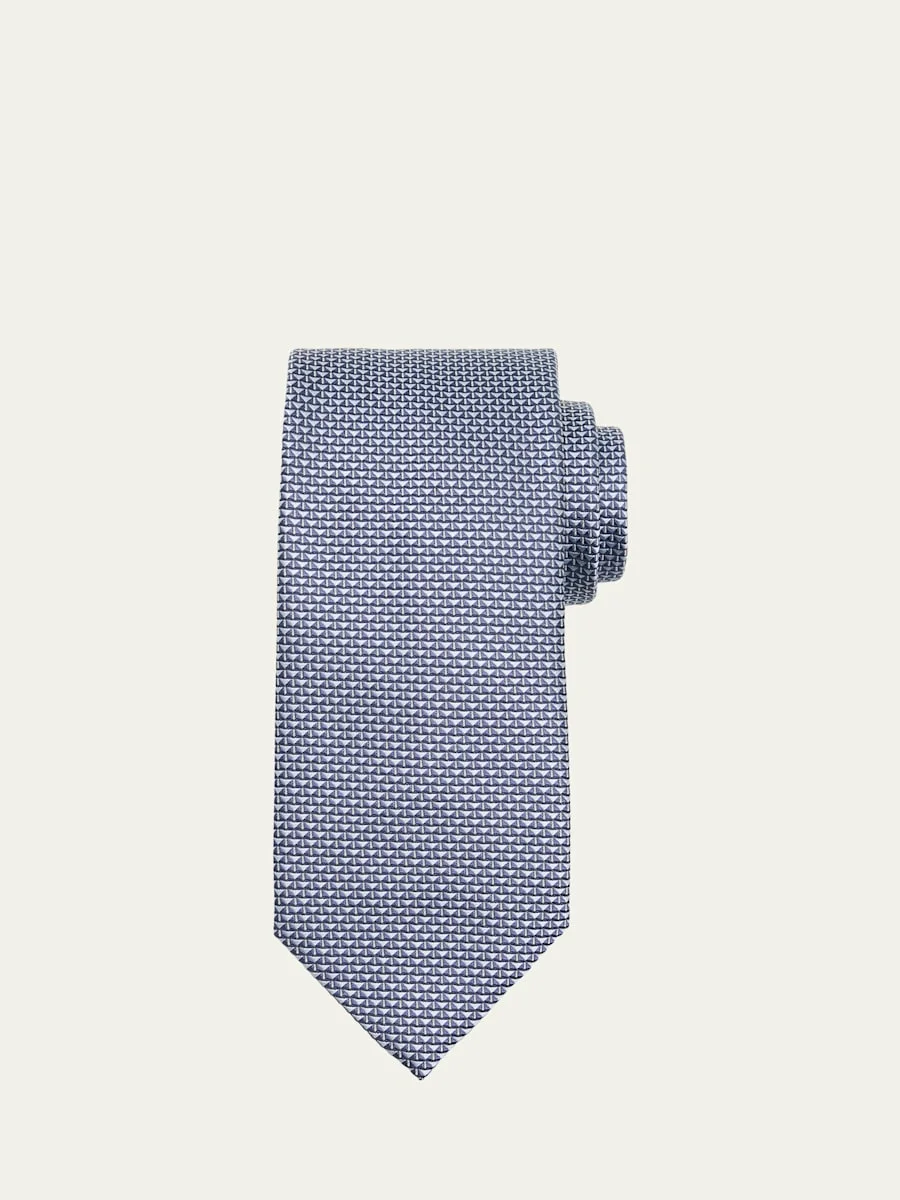 Men's Micro Triangle Silk Jacquard Tie - 1