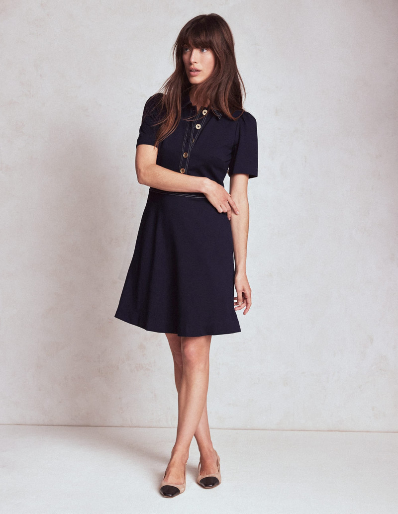 Nicolette Ponte Shirt Dress-Navy 5