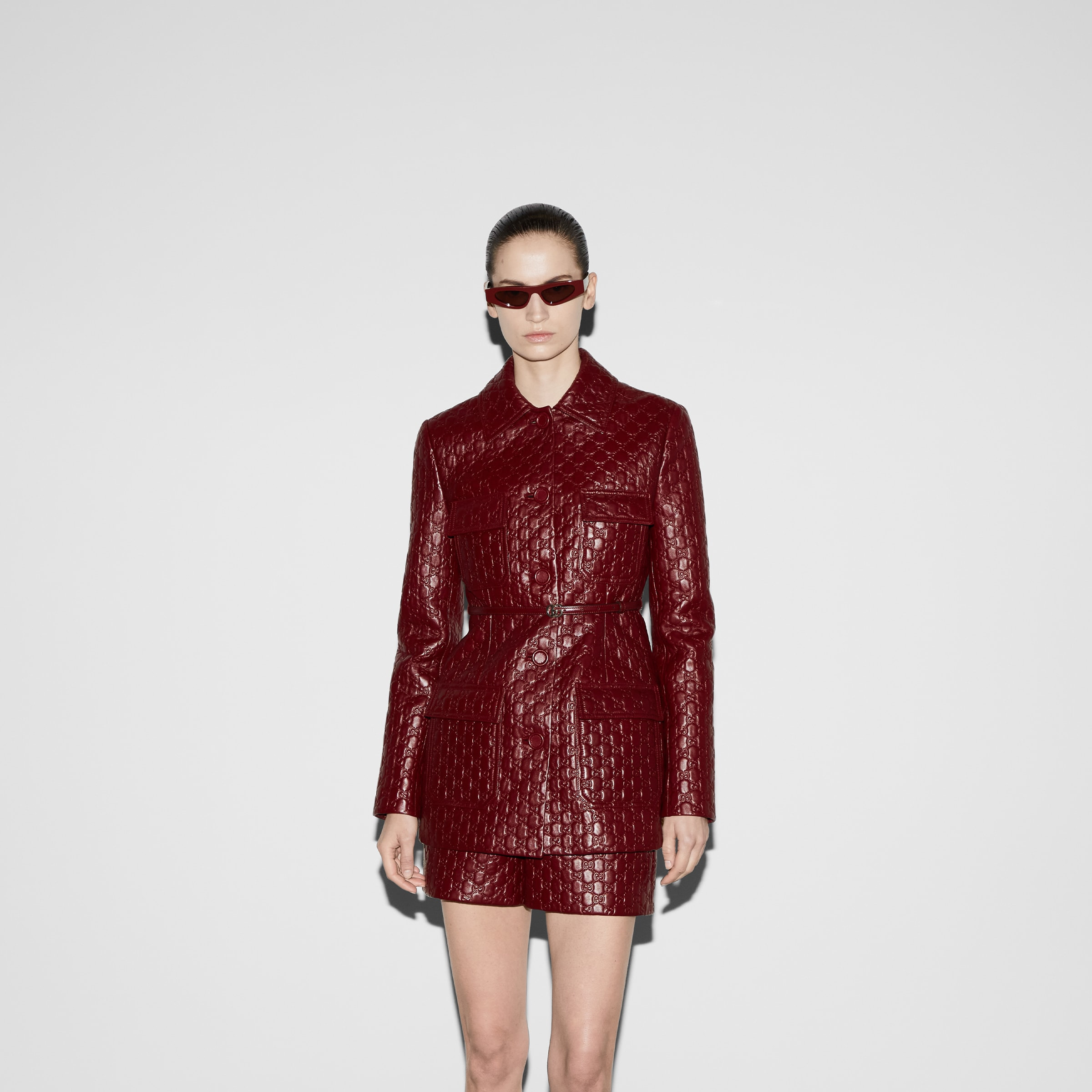 GG embossed leather jacket - 3