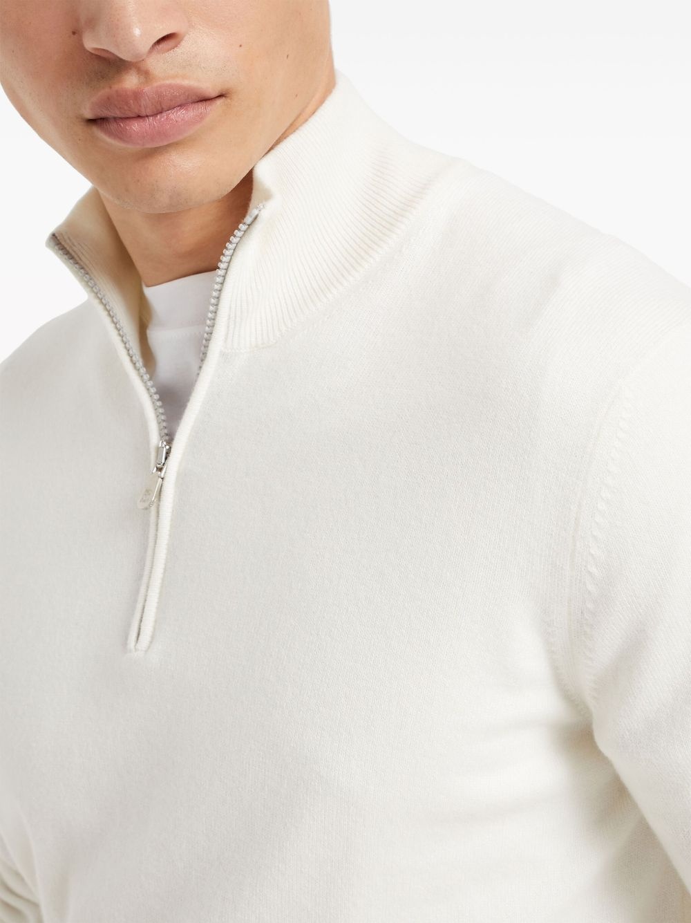 funnel-neck cashmere polo shirt - 5