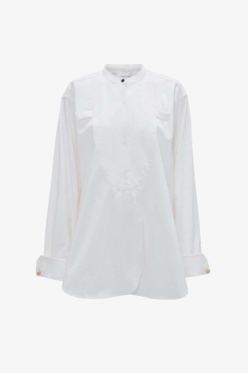 Bib-Front Tuxedo Shirt In Washed White - 1