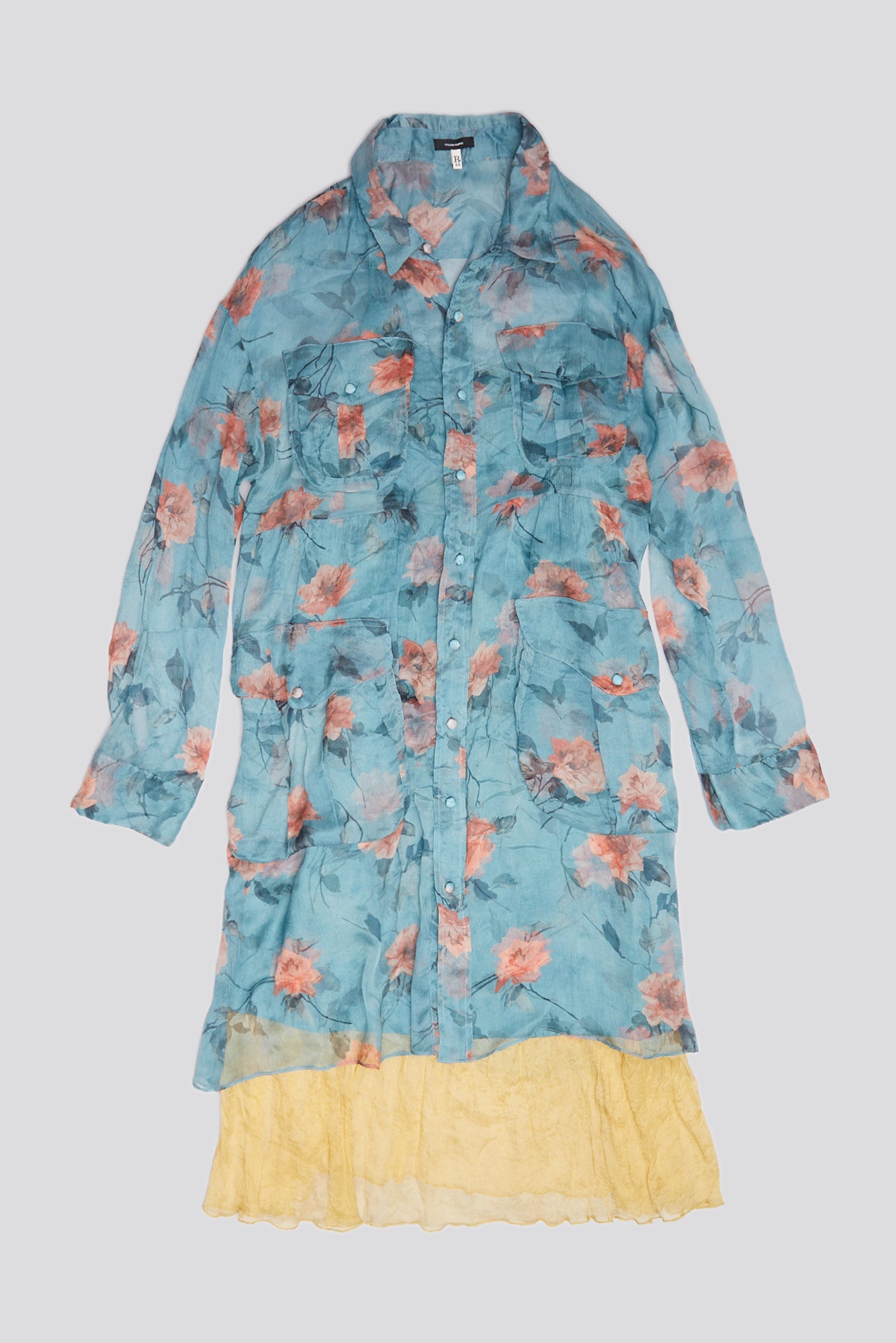 DOUBLE LAYER DRESS SET - BLUE FLORAL - 1