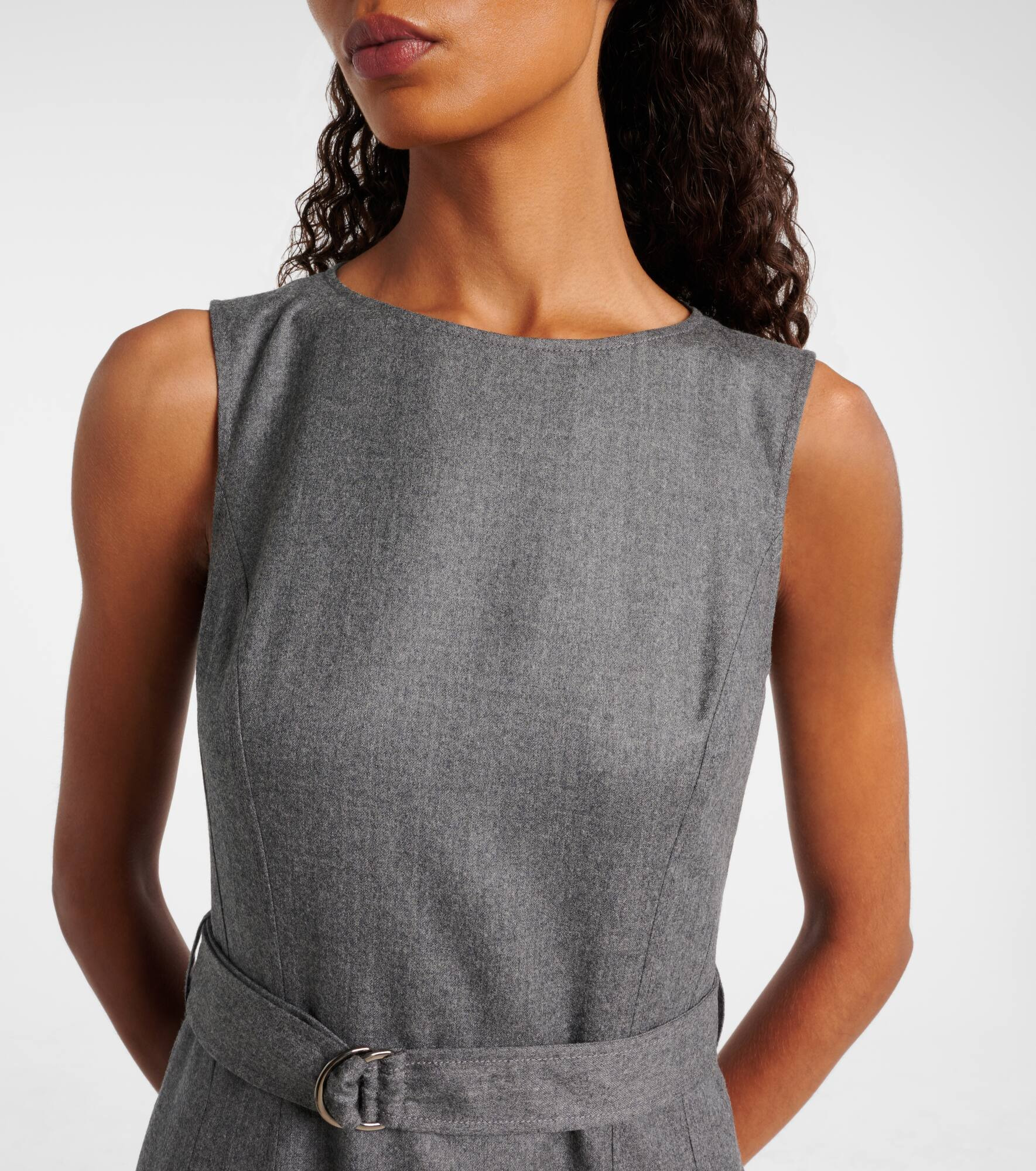 Belted virgin wool midi dress - 4