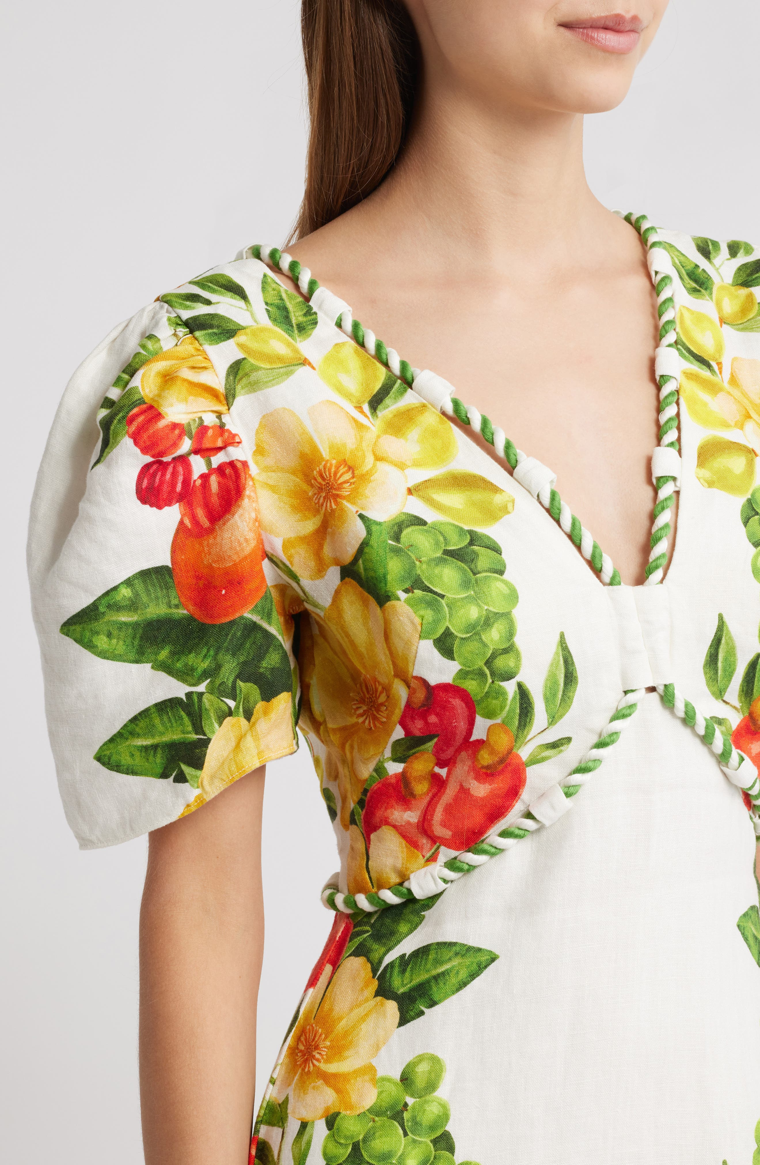 FARM Rio Picnic Flowers Linen Maxi Dress in Off-White at Nordstrom - 4