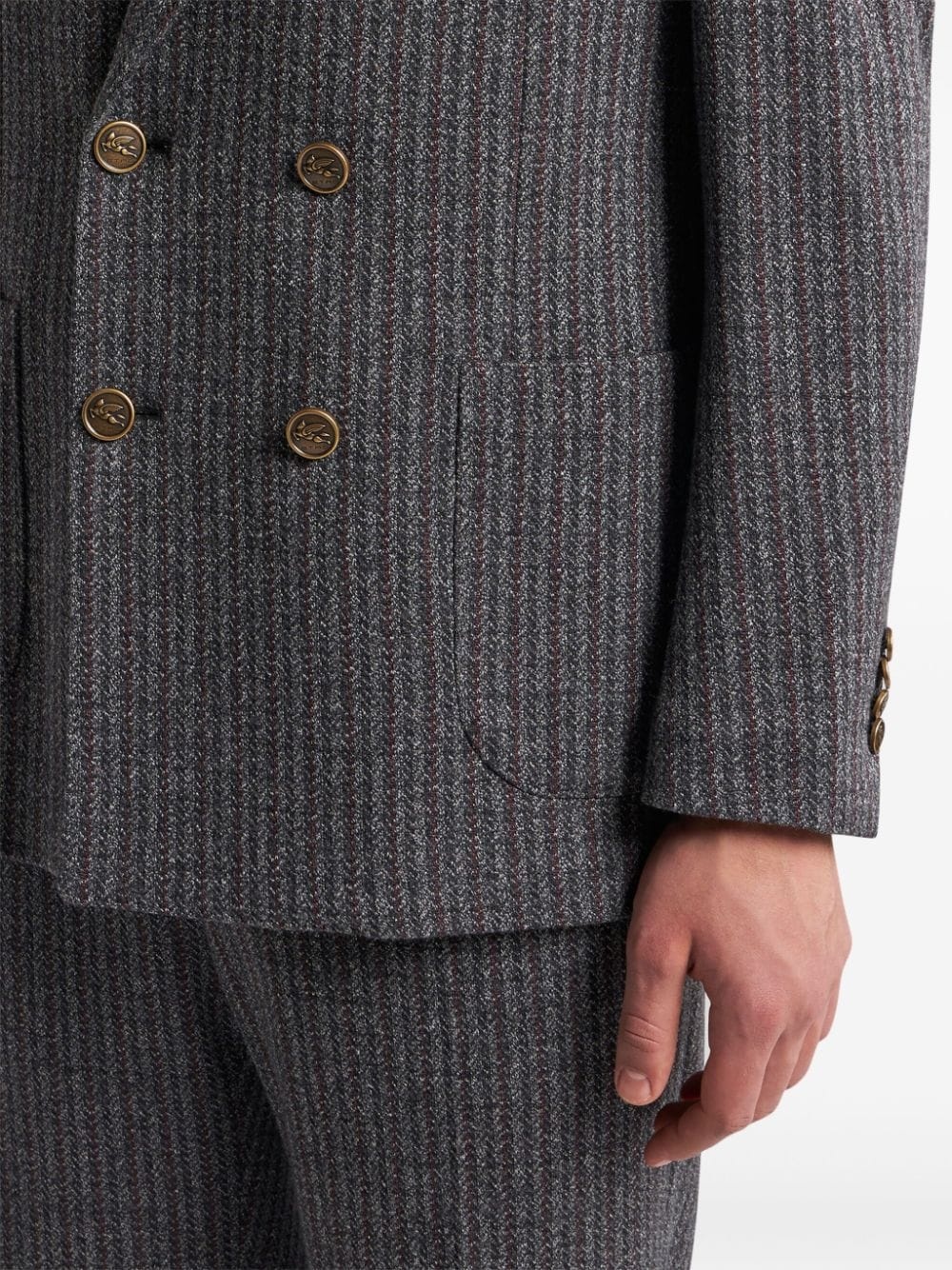 striped double-breasted blazer - 4