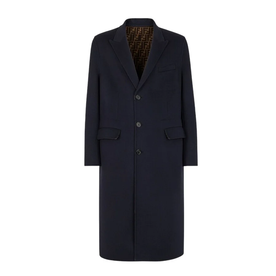 Fendi Men's Double Wool FF Logo Coat, Brand Size 50 ( US Size 40 ) - 1