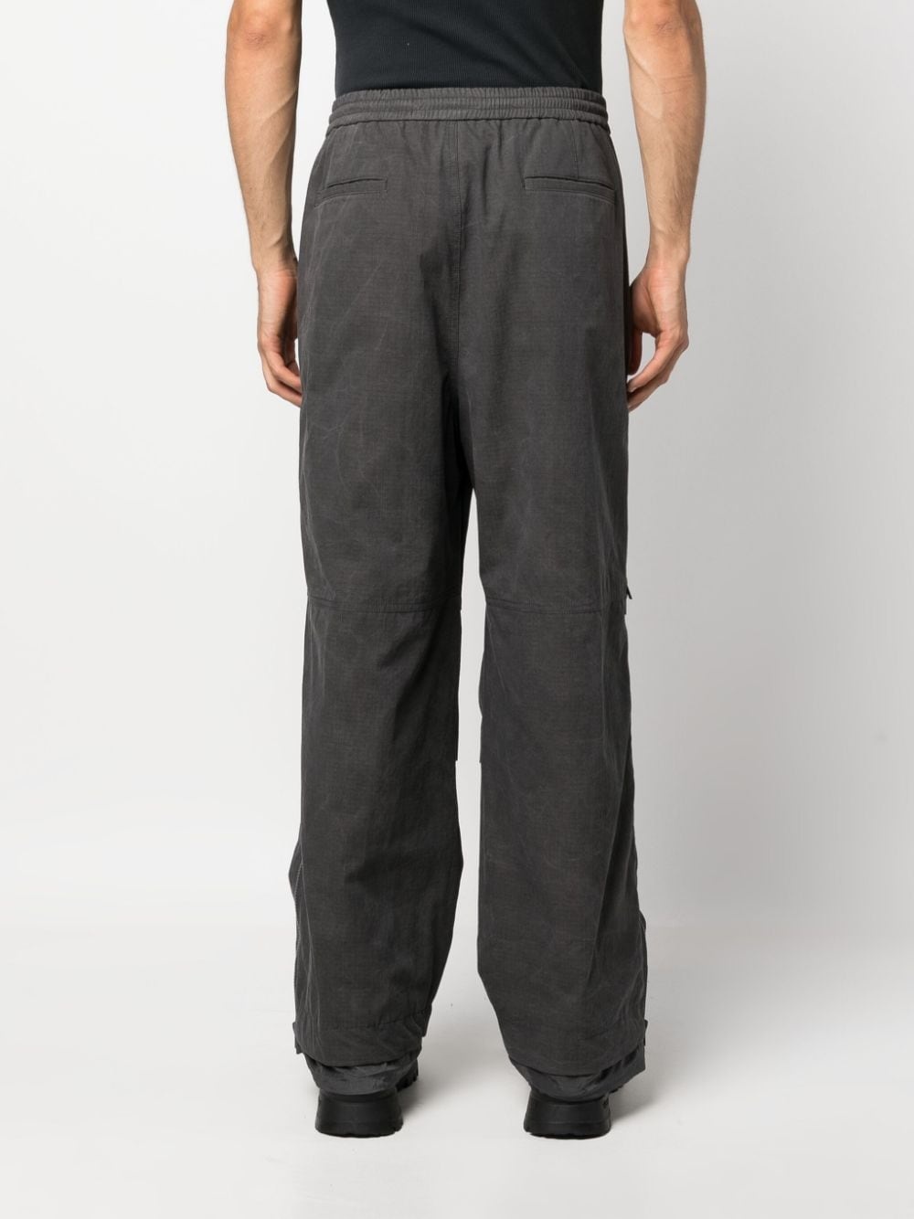 waffle-effect drawstring track pants - 4