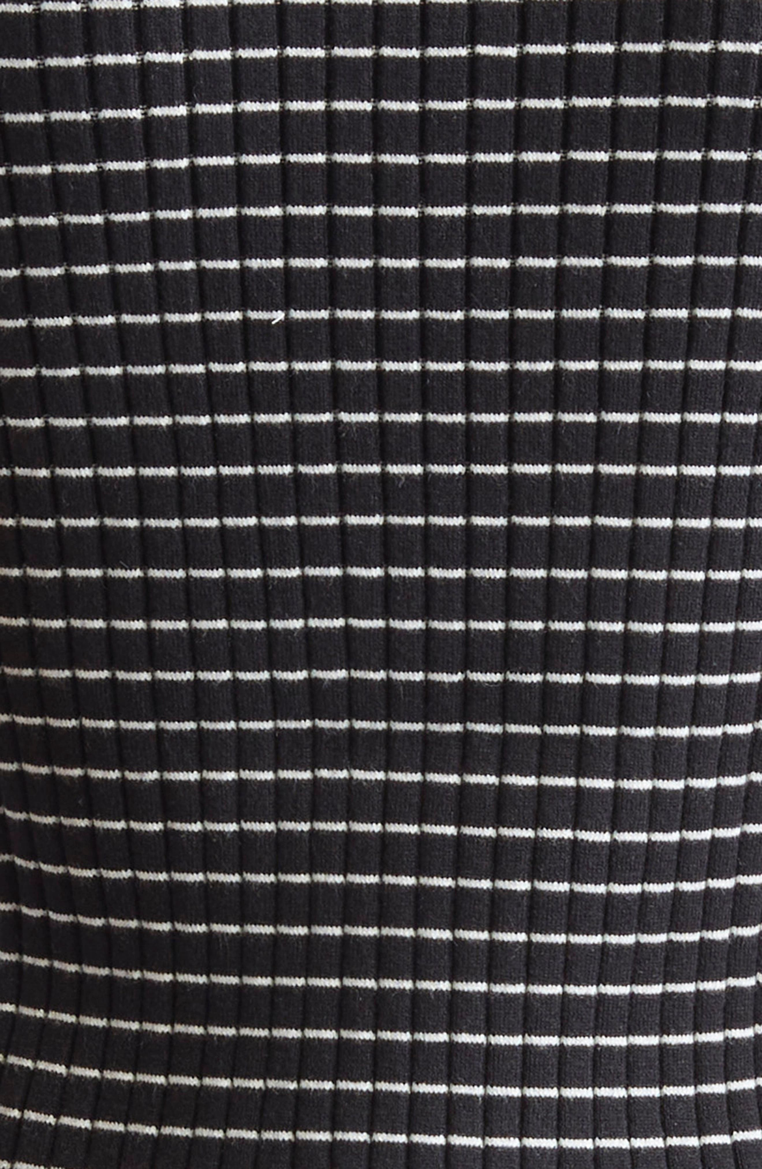 Emporio Armani Stripe Rib Crewneck Top in Solid Black at Nordstrom - 6