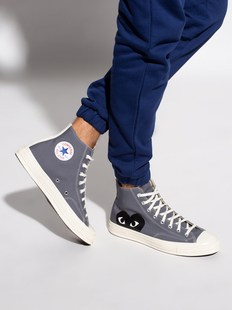 Comme des Garçons PLAY CONVERSE HIGH 'CHUCK TAYLOR' SNEAKERS - GREY outlook