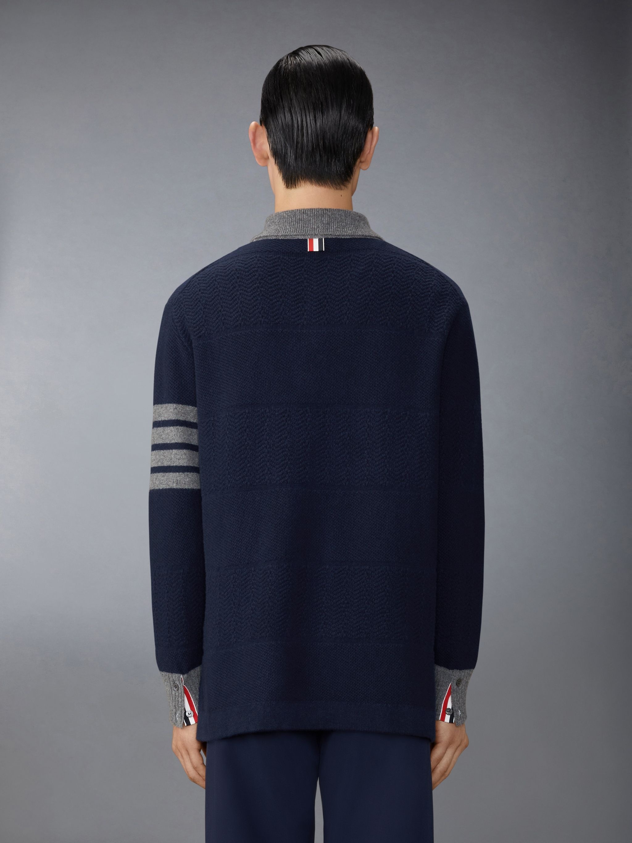 Merino Wool Textured Rugby Stripe 4-Bar Polo - 2