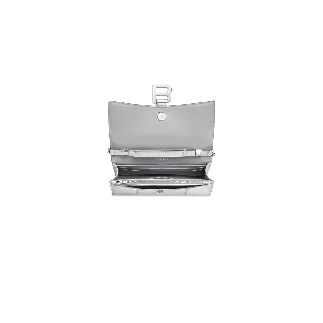 Women's Hourglass Wallet On Chain Mirror Effect in Silver - 5