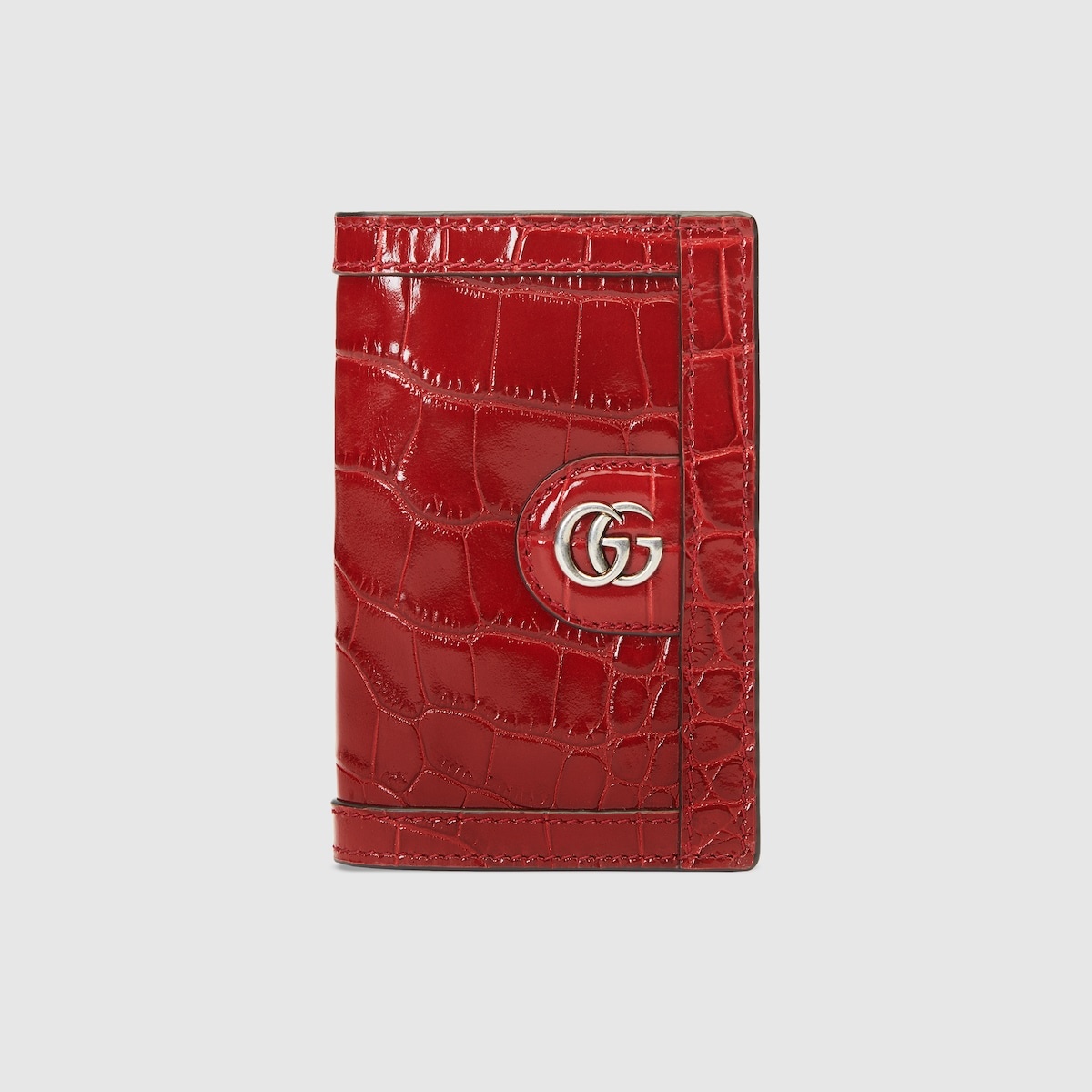 Crocodile card case with Double G - 1