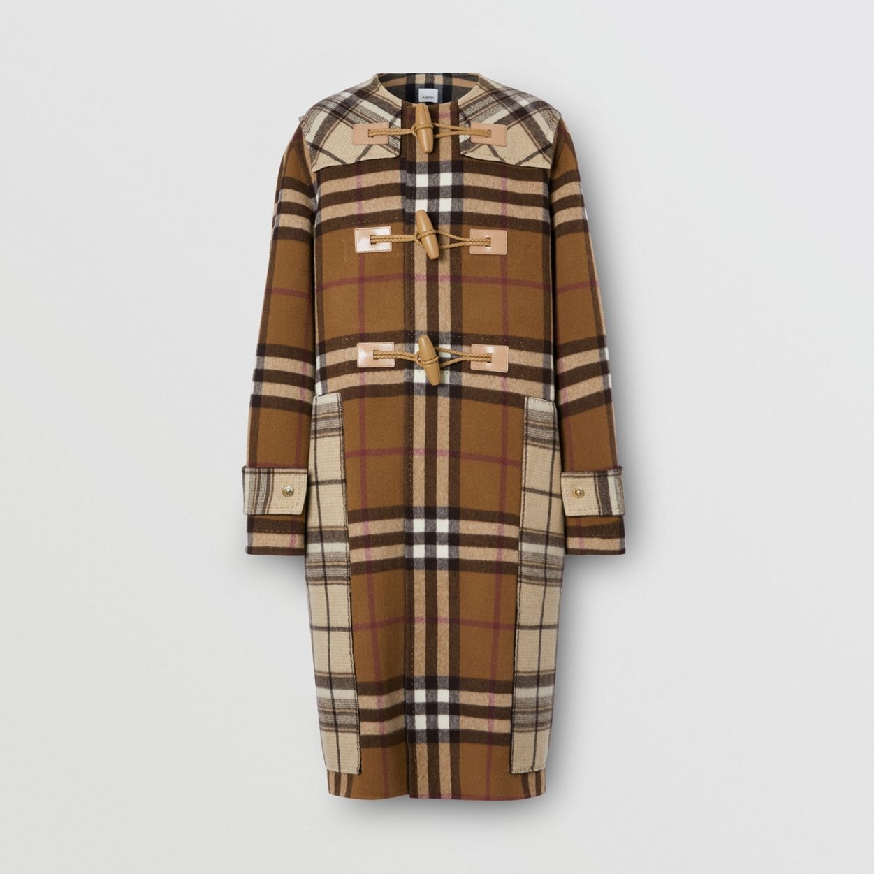 Double-faced Contrast Check Wool Duffle Coat - 1