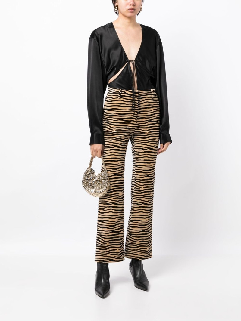 rabanne tiger-print straight-leg trousers outlook