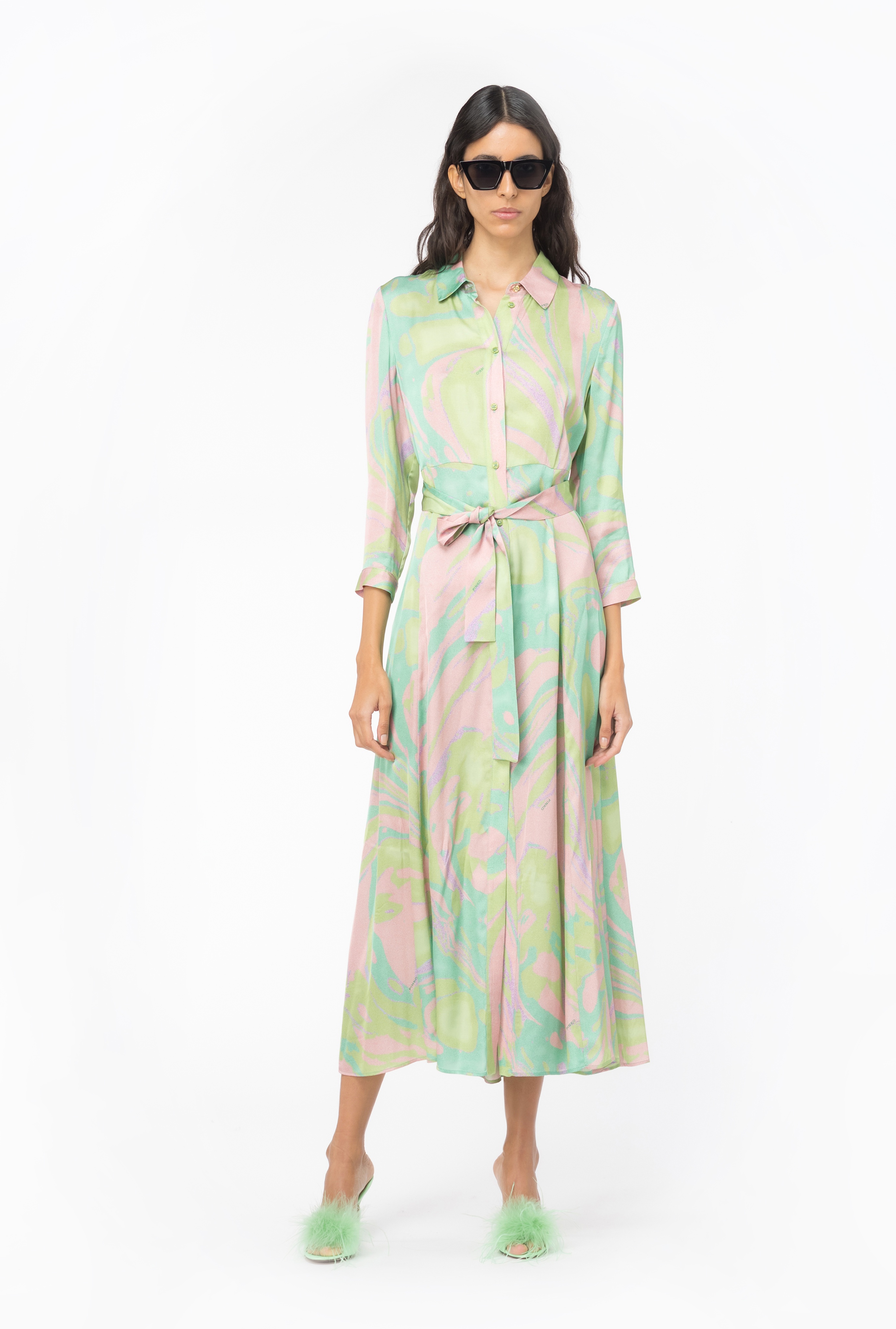 LONG SHIRT DRESS WITH SPLASH PRINT - 2