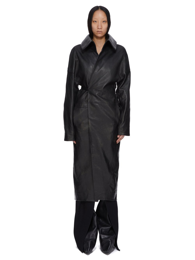 dracucollar belted leather coat - 1