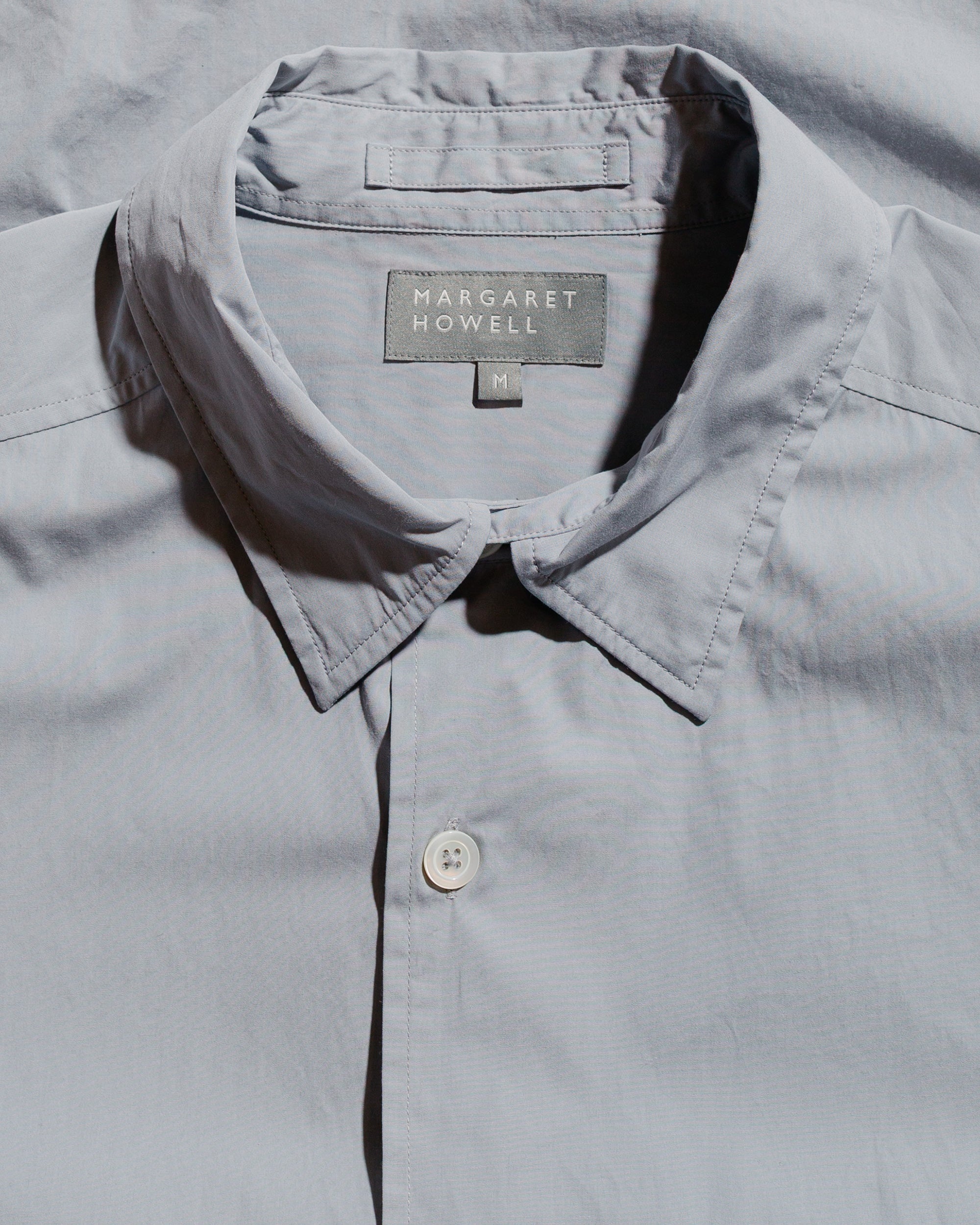 Short Sleeve Flap Pocket Shirt Compact Cotton Plainweave Pewter - 5