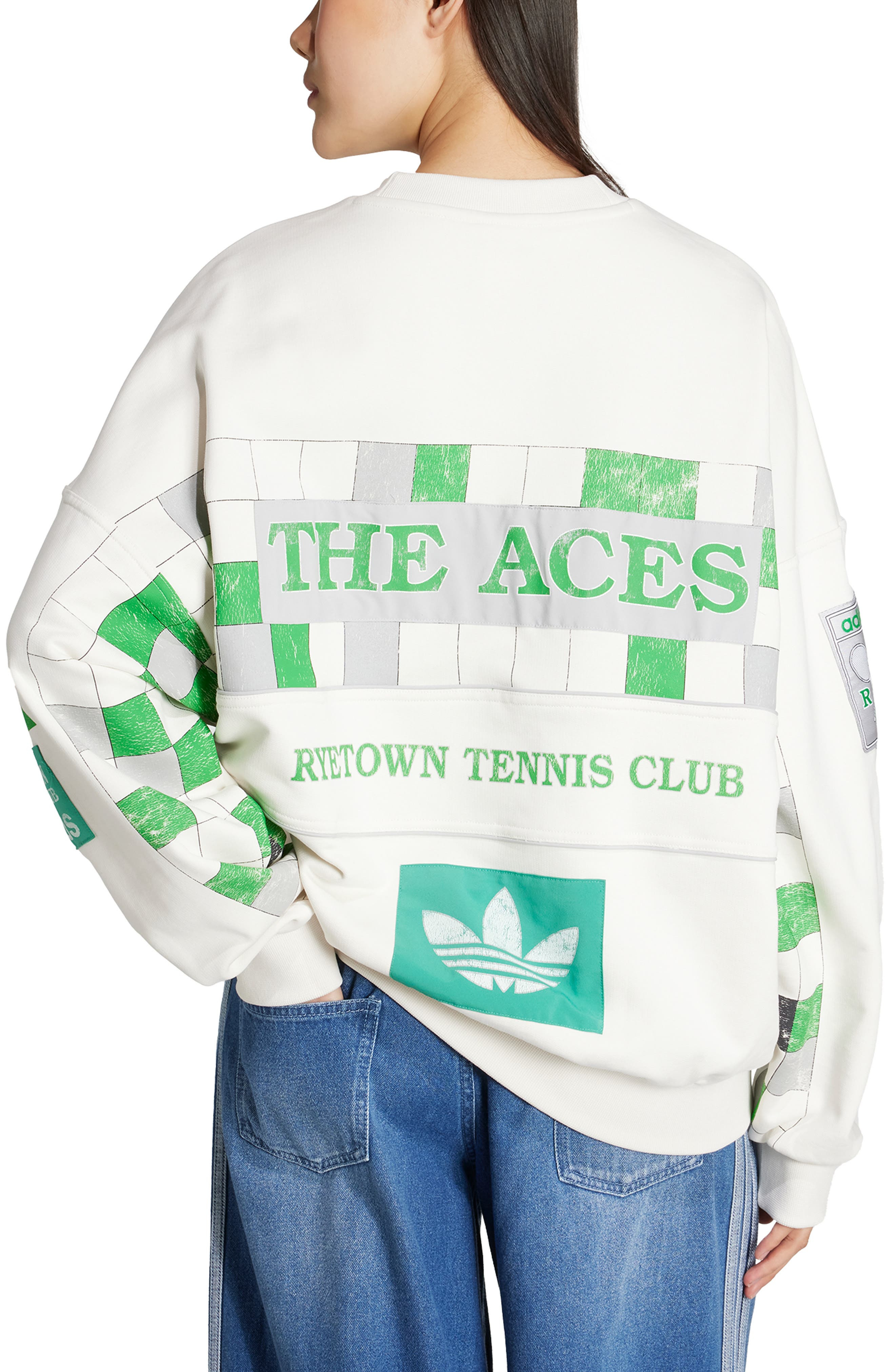 adidas Archive Court Crewneck Sweatshirt in Cloud White at Nordstrom - 2