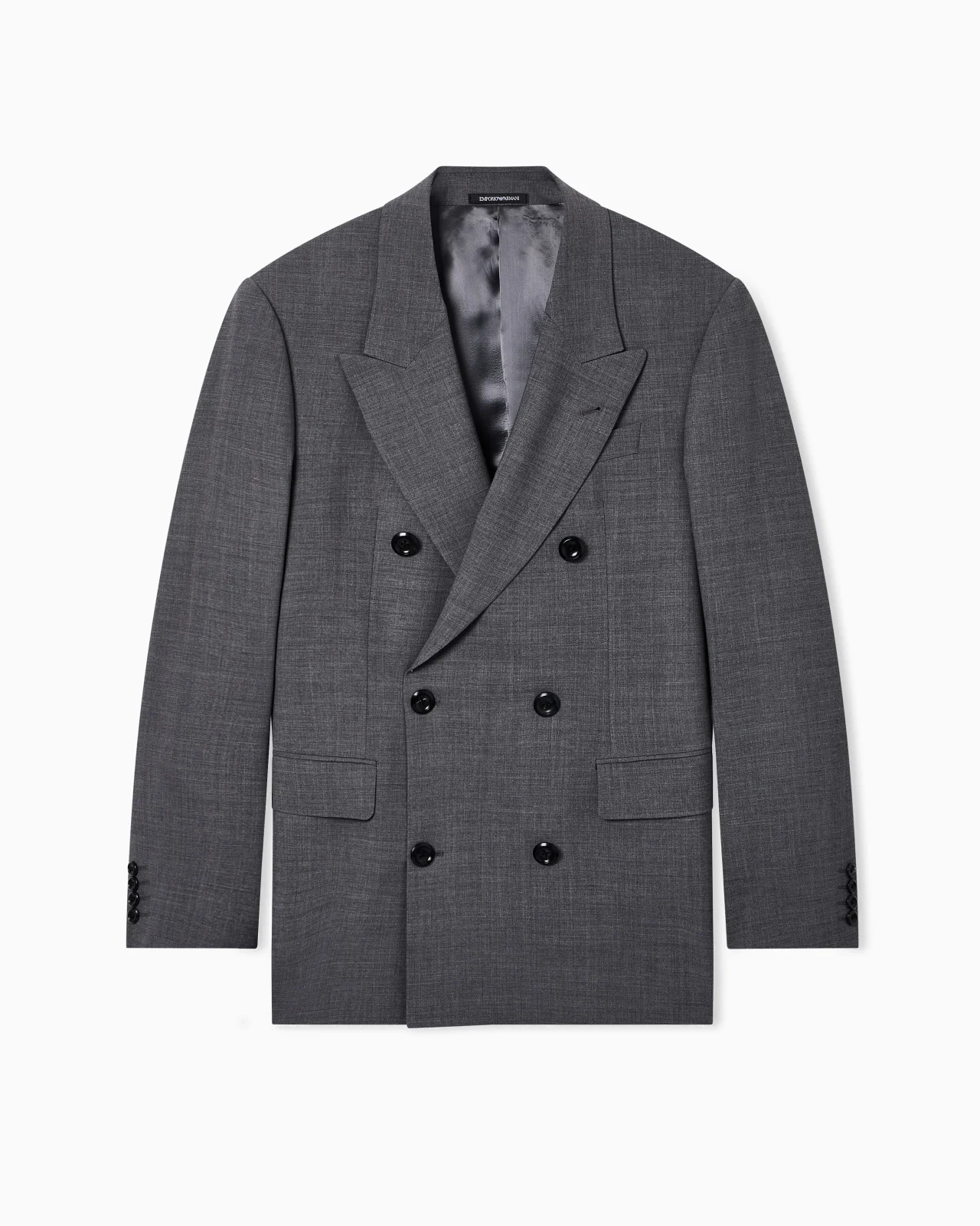DOUBLE-BREASTED JACKET IN STRETCH WOOL CANVAS - 1