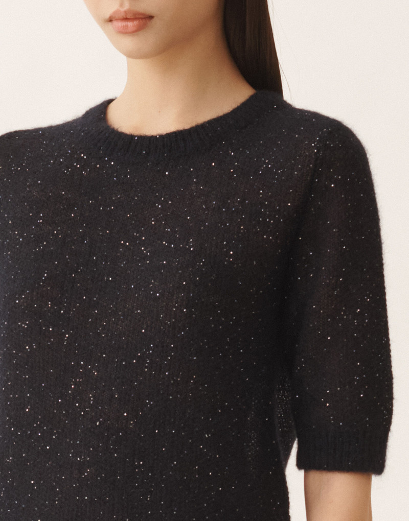 Midnight blue mohair sweater with sequins 5