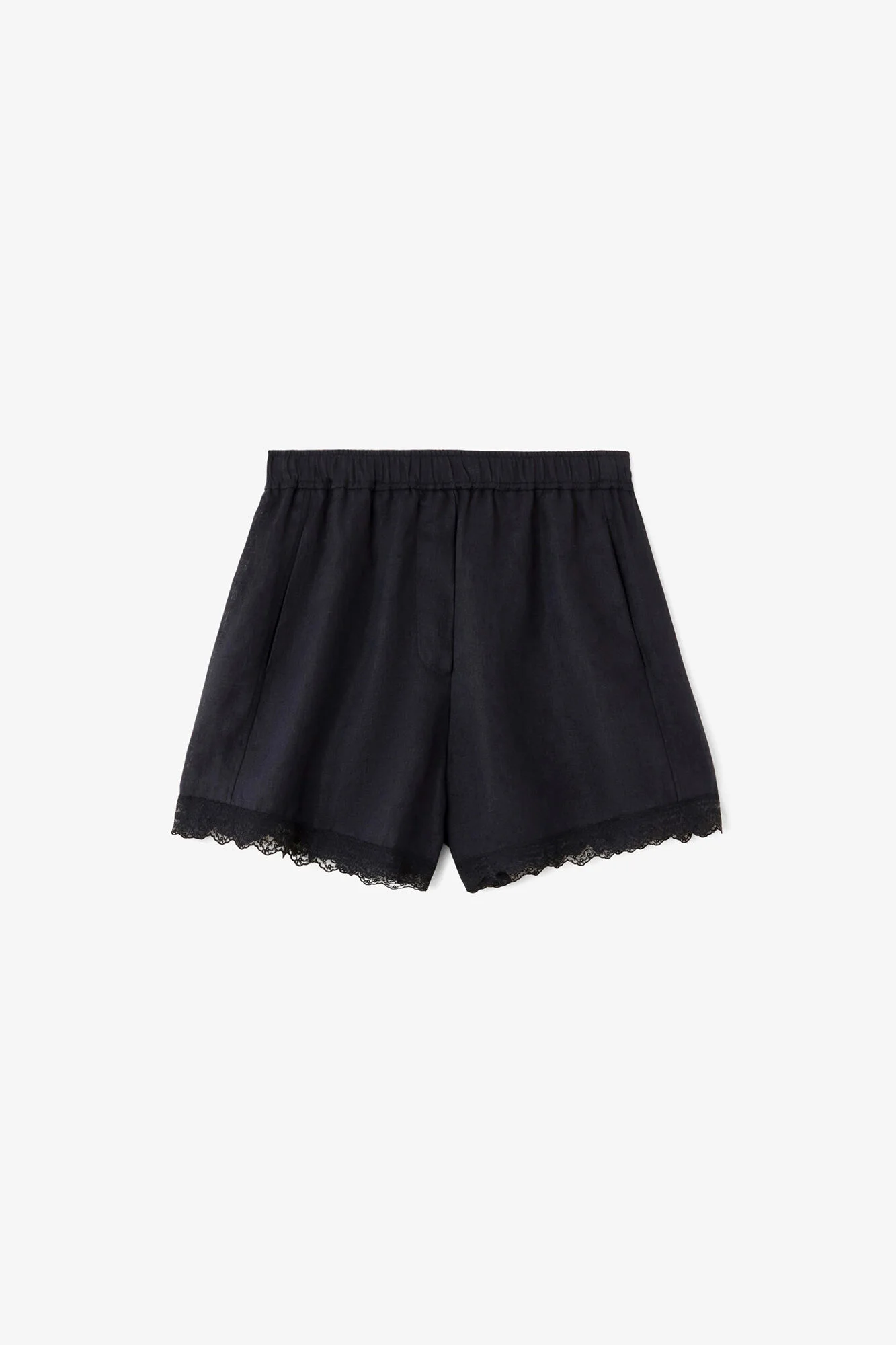 SHORTS IN BLACK LINEN - 1