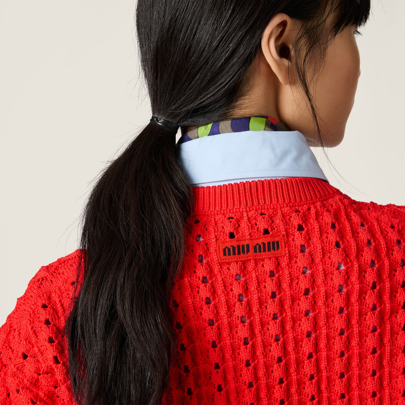 Technical yarn V-neck sweater 6