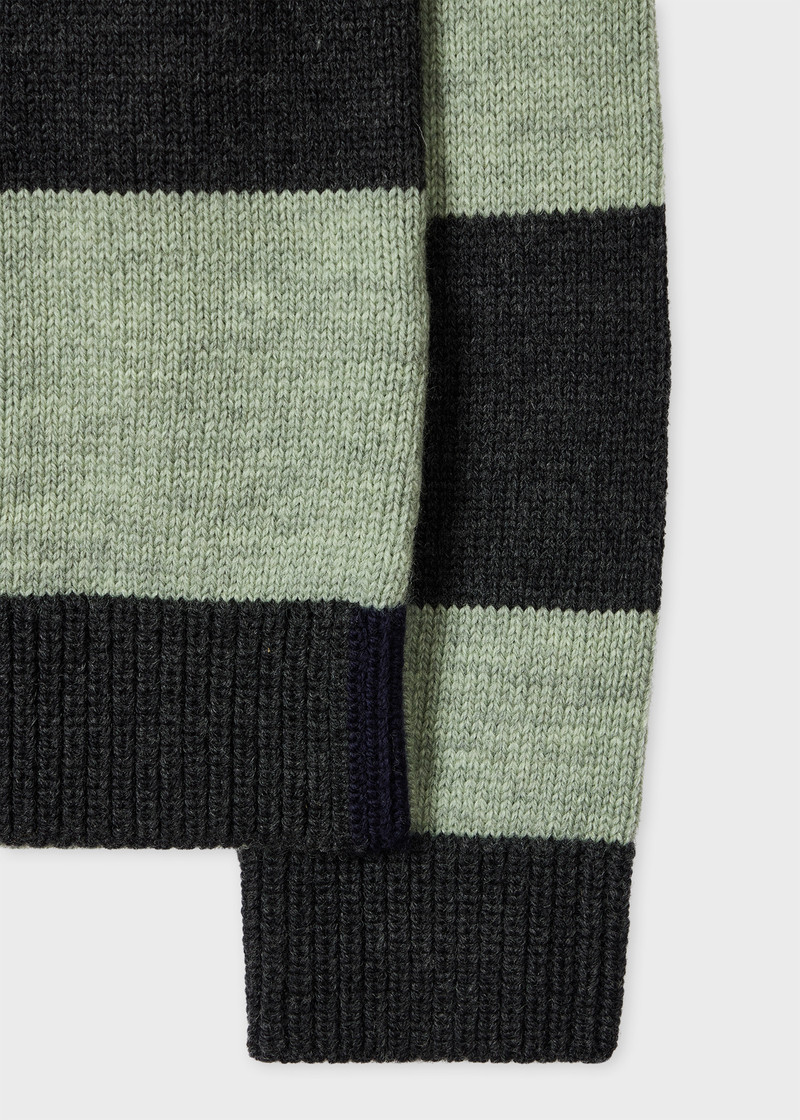 Paul Smith Green and Charcoal Block Stripe Polo Sweater outlook