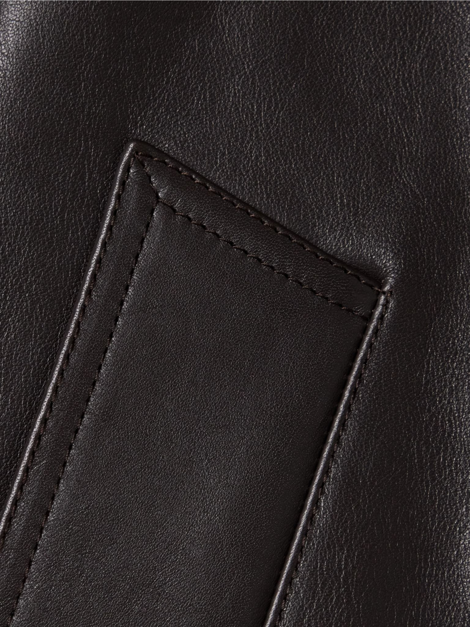 Shearling-trimmed leather jacket Dark brown - 5